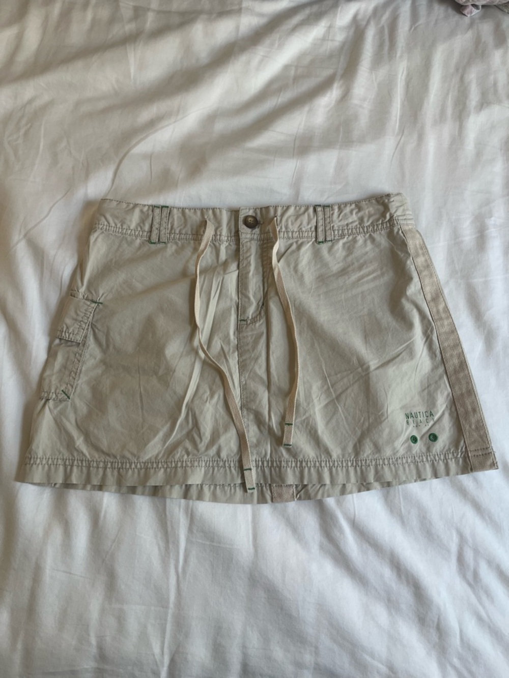 Nautica Beige Drawstring Utility Mini Skirt